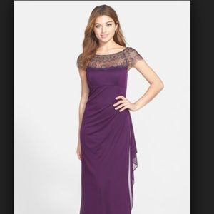 Xscape Plum  Beaded Plum Gown